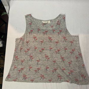 Cynthia Rowley Linen Flamingo Tank Top Gray, Pink
